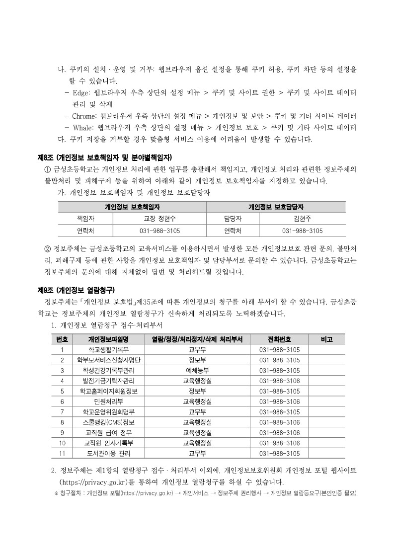 금성초등학교 개인정보처리방침(홈페이지 탑재)_5