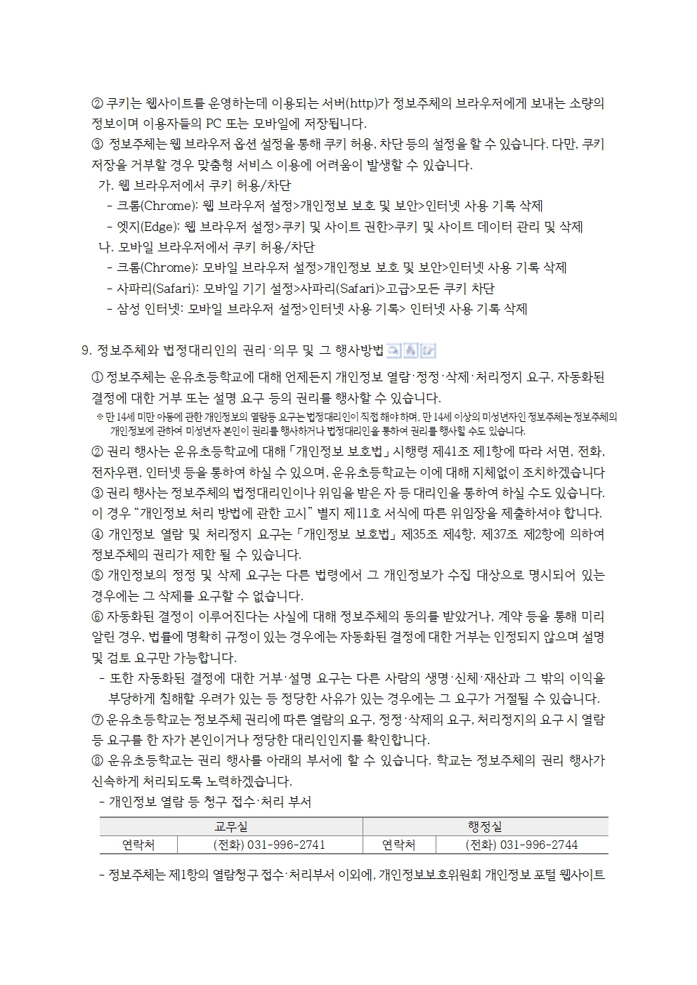 2026학년도 운유초등학교 개인정보 처리방침(0301)008