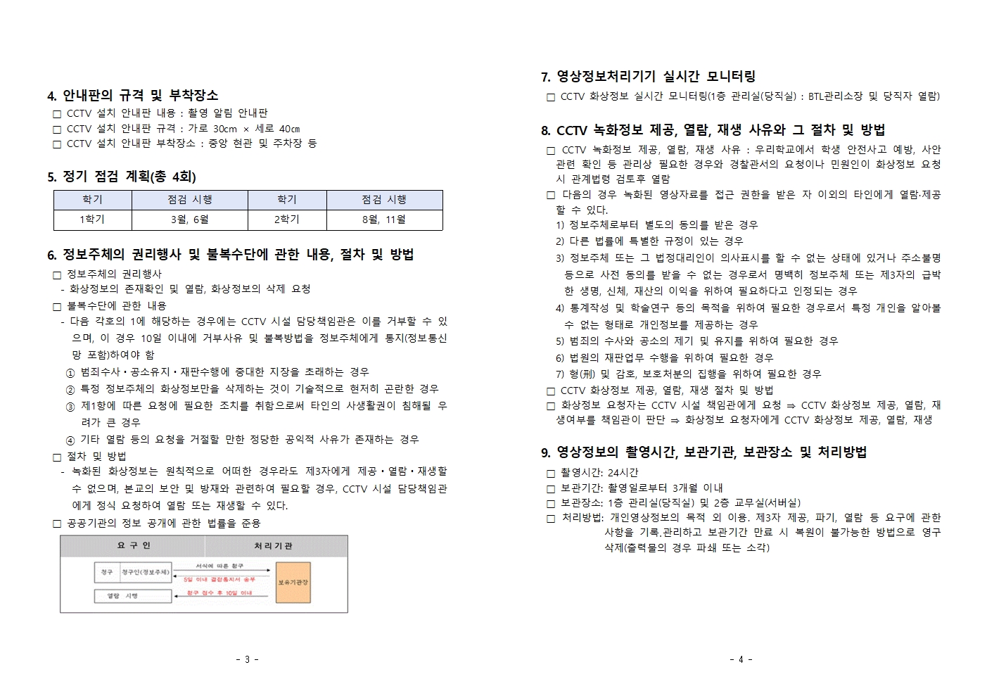 2026학년도 학교 내 영상정보처리기기 운영·관리 방침(홈페이지 공개용)002