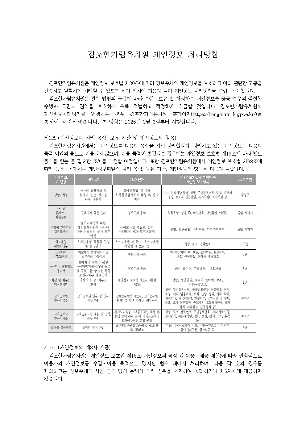 2026 김포한가람유치원 개인정보 처리방침(수정)001.jpg